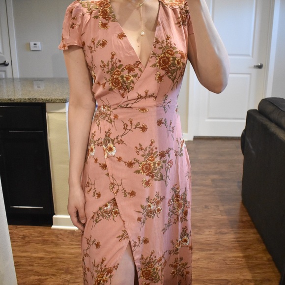 Floral Pink Maxi Wrap Dress - Picture 3 of 6